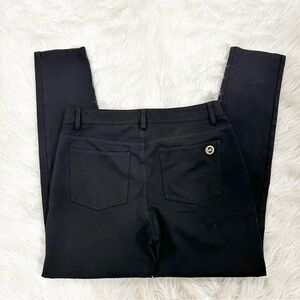 Michael Kors Black Skinny Stretch Trousers Gold Logo Pants‎ womens 6 QH93B01EZT